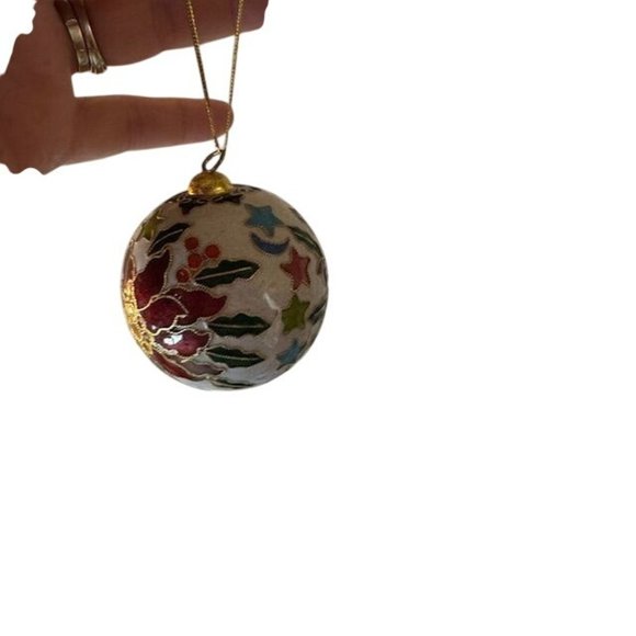 Handcrafted Cloisonné Christmas Ornament With Floral & Star Design Multicolor En - Picture 1 of 5